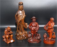Oriental Chinese Wood Carved Figurines