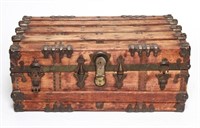 Antique Oak and Steel Shipping Trunk
