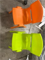 Two little chairs  orange  and green