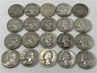 (20) Silver Quarters (Various Years)