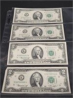 4- 1976 $2 Dollar Bills