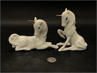 Two Vintage Enesco Porcelain Unicorns (5 x 5.5