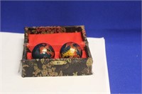 Pair of Cloisonne or Enamel Chinese Excersise Ball