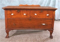 VNTG OAK CURVED DRESSER SMALL WITH THREE DRAWERS