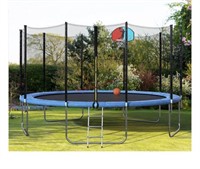 14’ pro trampoline with basketball hoop photo is