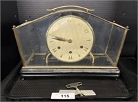 Mid Century Modern Euramca 2 Jewel Mantle Clock.