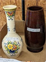 S L SAJIRONDA HAND PAINTED VASE, EARLY SEWER TILE
