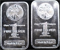 (2) 1 OZ .999 WALKING LIBERTY BARS