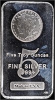 (1) 5 OZ .999 SILVER MORGAN BAR