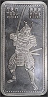 (1) 10 OZ .999 SILVER SAMURAI BAR