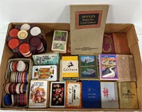 Vtg Poker Chips and Playing Cards
