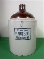 E. Muessel 3 Gallon Stoneware Jug, South Bend, IN