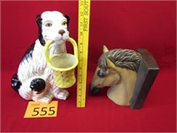 Ceramic Dog Statue / Horse Book End