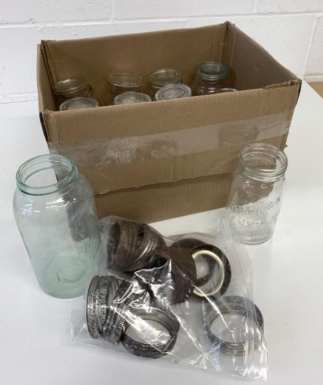 Lot of 12 1L Vintage Glass Top Canning Jars