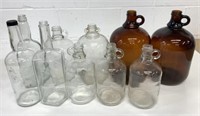 10 Assorted Vintage Glass Finger Plus Jugs