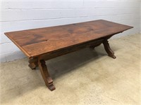 Vtg. Wooden Trestle Table