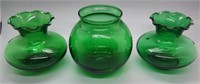 Lot of 3-1950s Emerald Green Anchor Hocking Vases