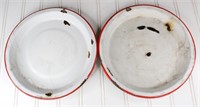 Pair of Red-Trimmed Enamel Plates
