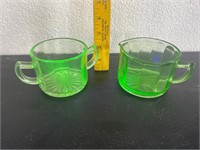 Uranium Glass Creamer and Sugar Bowl