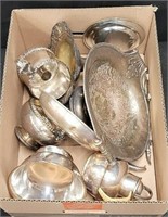 Box of silverplated pieces