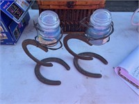 Set of 2 Horseshoe Candle Holders