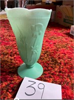 Unique Colored Green Iris & Harringbone Vase