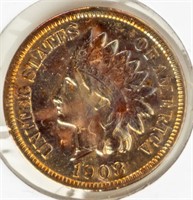 Coin 1908-S Indian Head Cent-AU Toned Obv