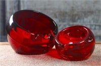 A Pair of Viking Glass Orb Sphere Ash Bowls in