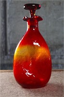 A Blenko Glass Co. Tangerine Crackle Glass Pinch