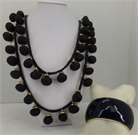 Chico's Black cloth bulb necklace & Hinge bangle