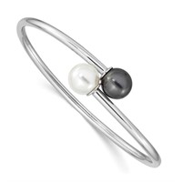 Sterling Silver Created Pearl Bangle Bracelet