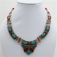 Tibet Natural Stone Tribal Queen Royal Necklace