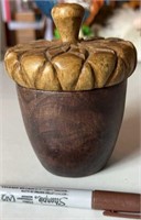 Mid Century  Wood Acorn Trinket Box