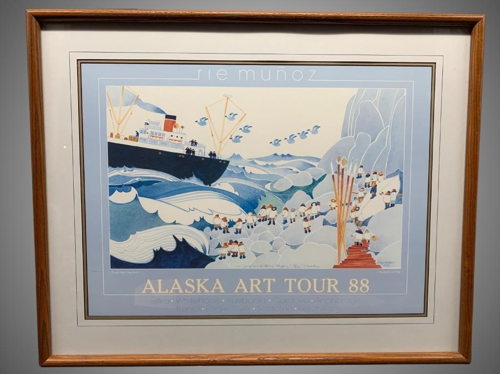Rie Munoz signed poster for 1988 Alaska Art store,