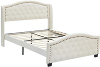 Queen Upholstered Bed Frame  Tufted Headboard