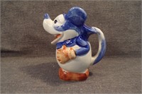 Vintage Mickey Mouse Pitcher Blue w/ Brown Gloves