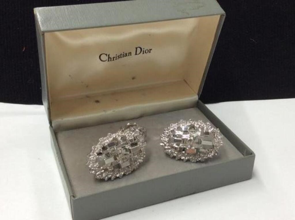 Christian Dior Cuff Link/tie Pin, Silver Tone