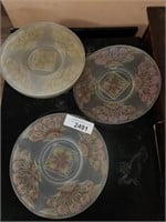 6 Vintage Smoked Glass Floral 8" Plates