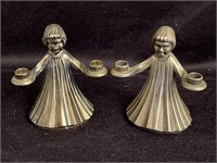 Italy, Brass Angel Candle Holder Heavy Christmas