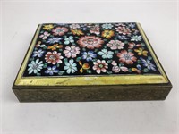 Antique Enameled & Etched Brass Card Box