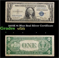 1935E $1 Blue Seal Silver Certificate Grades vf+