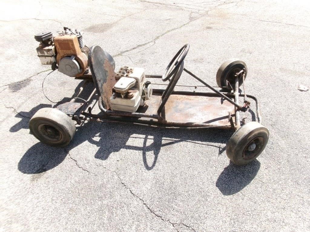 Vintage go kart with extra engine