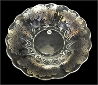 Vintage Silver Overlay Glass Bowl