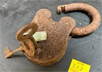 Large Antique Padlock and Keys