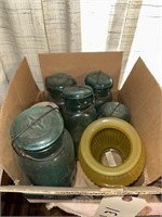Set of 5 vintage blue ball Mason jars