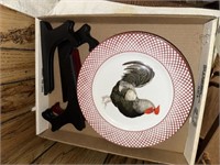 Set of 4 rooster plate decor with plaques