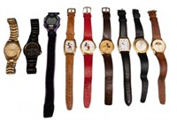 Lot: 10 Wristwatches - Mickey Mouse, Seiko, More.