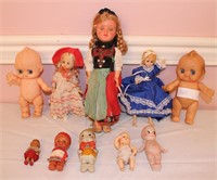 10 Dolls: 2 7 1/2" plastic Kewpie / 8" plastic