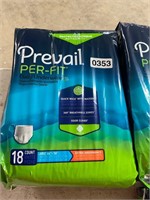 4- 18 count prevail adult diapers- Large