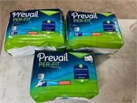 3- 20 count prevail adult diapers- Large